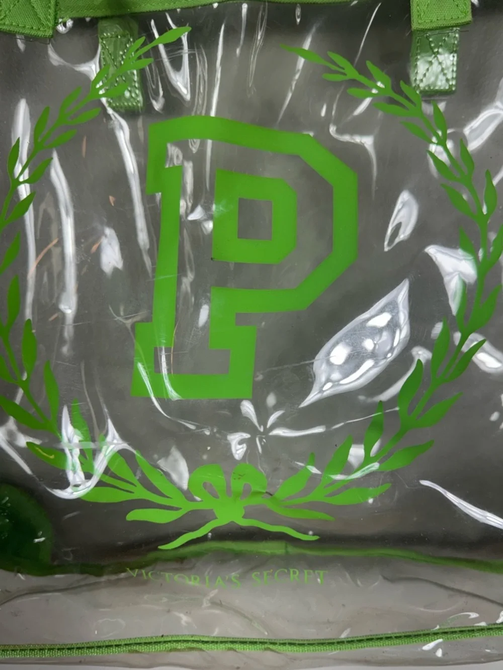 Vintage Y2K Victorias Secret PINK Monogram Green Clear Bag Tote Stadium 90s Logo